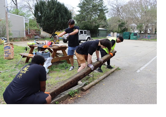 community engagement student working outside