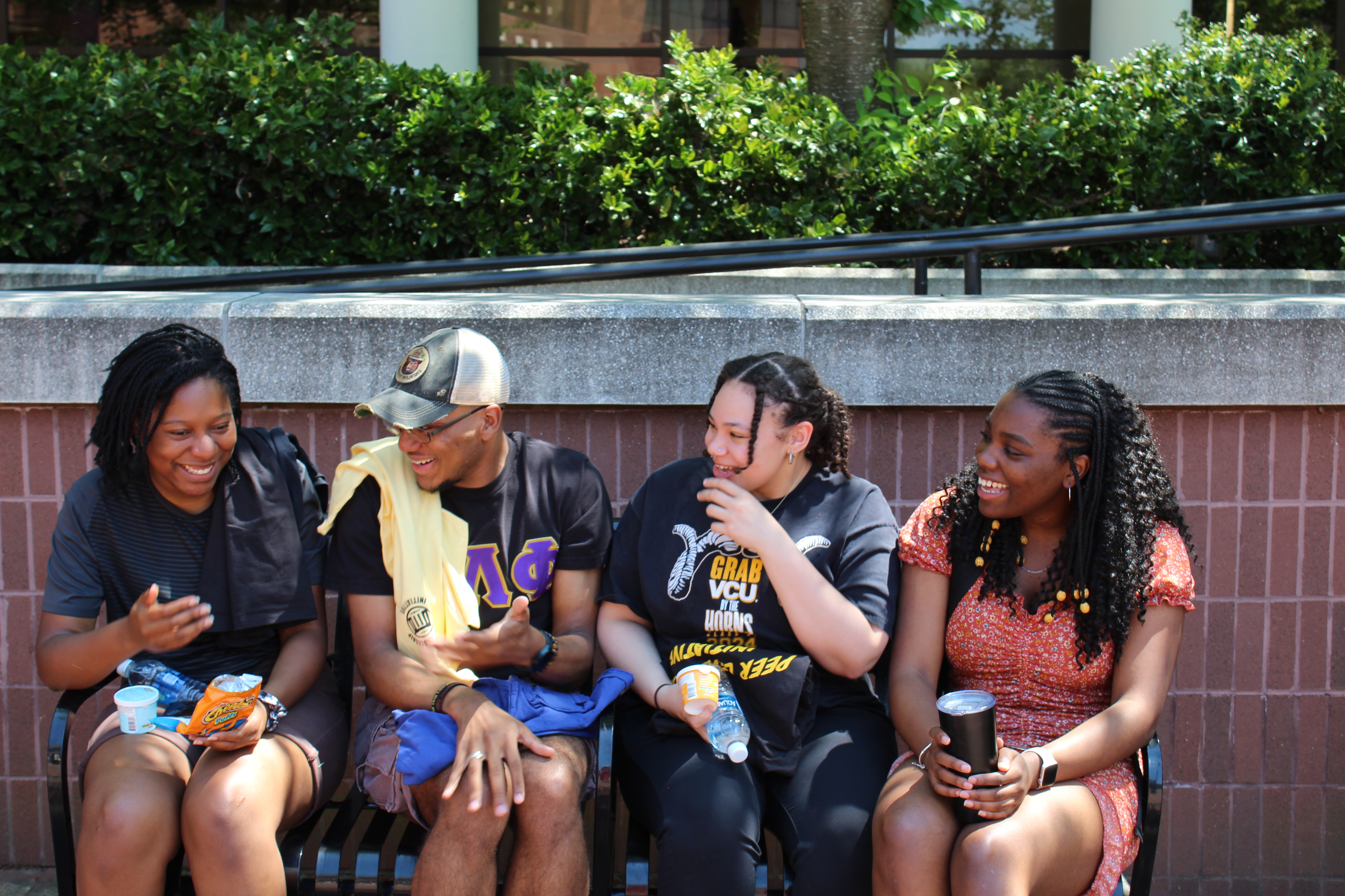 Leadership program students on bench